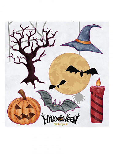 Наклейки декоративные "Хэллоуин", 21х42 см, 13 стикеров Наклейки декоративные "Хэллоуин", 21х42 см, 13 стикеров